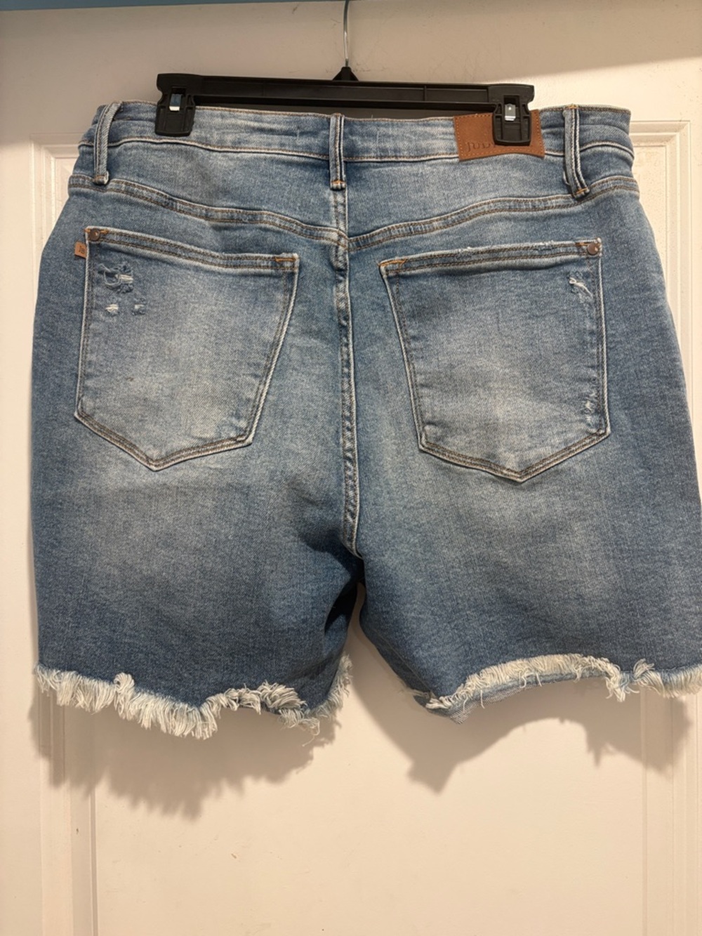 Judy Blue Light Blue Distressed Button-Fly Jean Shorts - Picture 2 of 5